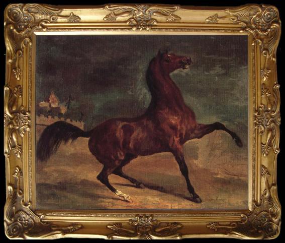 framed  Alfred Dehodencq Horse in a landscape, Ta013